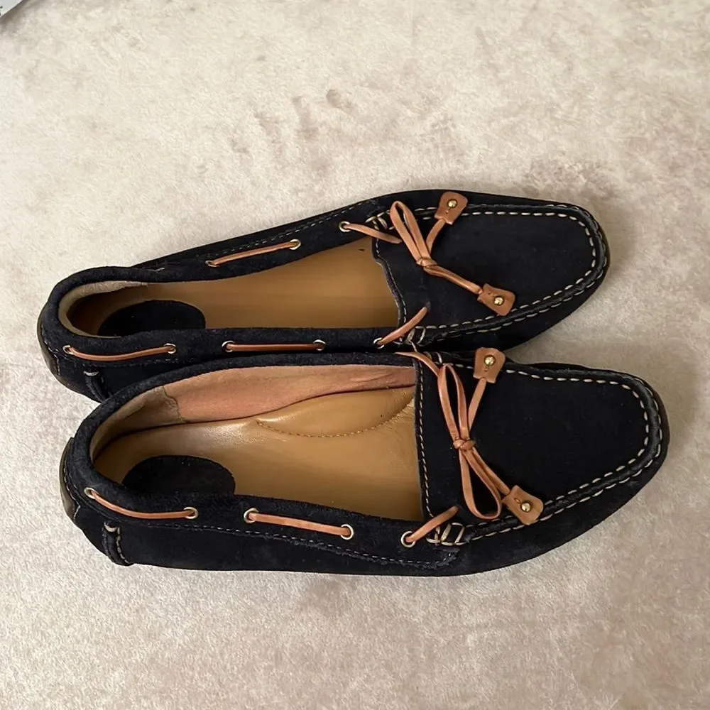 Clark’s Artisan Sz 9 Navy Suede Leather Rubber Sole Loafers EUC - Picture 4 of 10